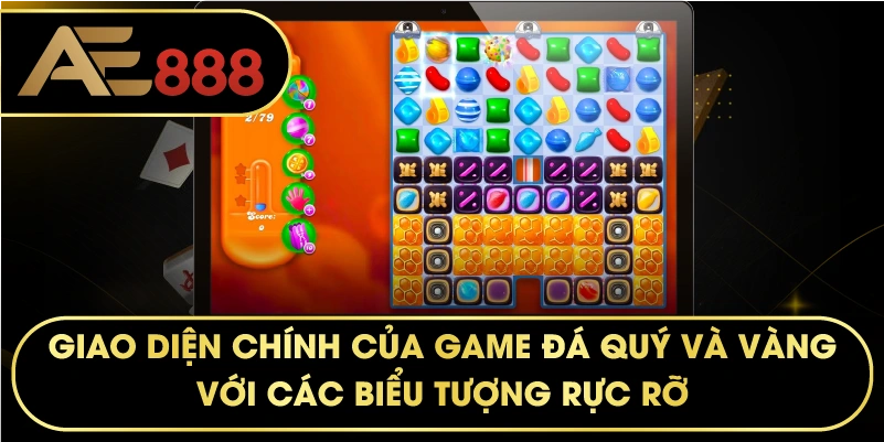 Giao diện chính của game Đá Quý Và Vàng với các biểu tượng rực rỡ